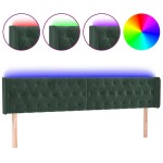 vidaXL Tăblie de pat cu LED, verde închis, 203x16x78/88 cm, catifea vidaXL Tăblie de pat cu LED, verde închis, 203x16x78/88 cm, catifea