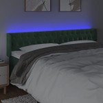 vidaXL Tăblie de pat cu LED, verde închis, 203x16x78/88 cm, catifea vidaXL Tăblie de pat cu LED, verde închis, 203x16x78/88 cm, catifea