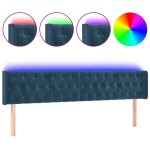 vidaXL Tăblie de pat cu LED, albastru închis, 203x16x78/88 cm, catifea