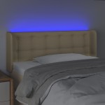 vidaXL Tăblie de pat cu LED, crem, 83x16x78/88 cm, textil
