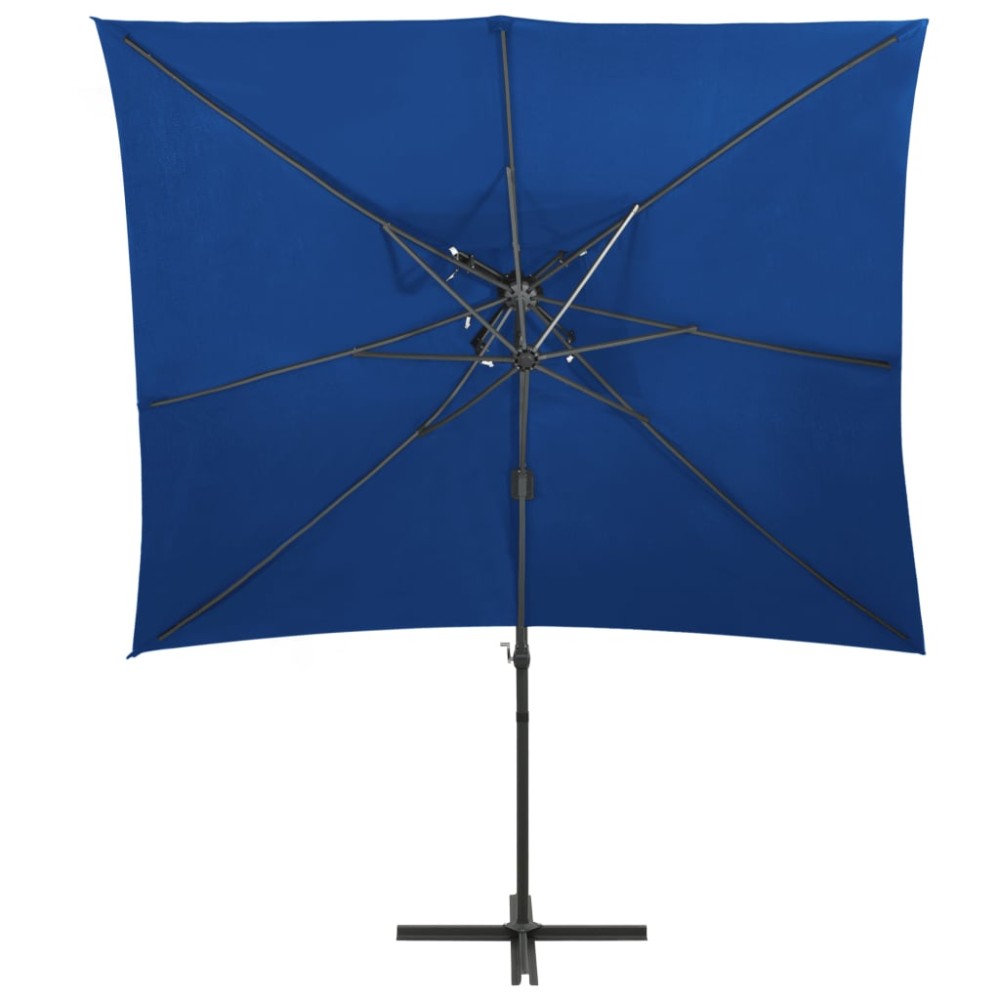 vidaXL Umbrelă în consolă cu înveliș dublu, albastru azuriu 250x250 cm