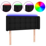 vidaXL Tăblie de pat cu LED, negru, 93x16x78/88 cm, textil