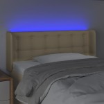 vidaXL Tăblie de pat cu LED, crem, 93x16x78/88 cm, textil