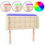 vidaXL Tăblie de pat cu LED, crem, 103x16x78/88 cm, textil vidaXL Tăblie de pat cu LED, crem, 103x16x78/88 cm, textil