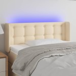 vidaXL Tăblie de pat cu LED, crem, 103x16x78/88 cm, textil vidaXL Tăblie de pat cu LED, crem, 103x16x78/88 cm, textil