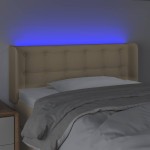 vidaXL Tăblie de pat cu LED, crem, 103x16x78/88 cm, textil vidaXL Tăblie de pat cu LED, crem, 103x16x78/88 cm, textil