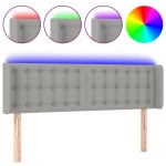 vidaXL Tăblie de pat cu LED, gri deschis, 147x16x78/88 cm, textil vidaXL Tăblie de pat cu LED, gri deschis, 147x16x78/88 cm, textil