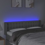 vidaXL Tăblie de pat cu LED, gri deschis, 147x16x78/88 cm, textil vidaXL Tăblie de pat cu LED, gri deschis, 147x16x78/88 cm, textil