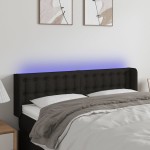 vidaXL Tăblie de pat cu LED, negru, 147x16x78/88 cm, textil vidaXL Tăblie de pat cu LED, negru, 147x16x78/88 cm, textil