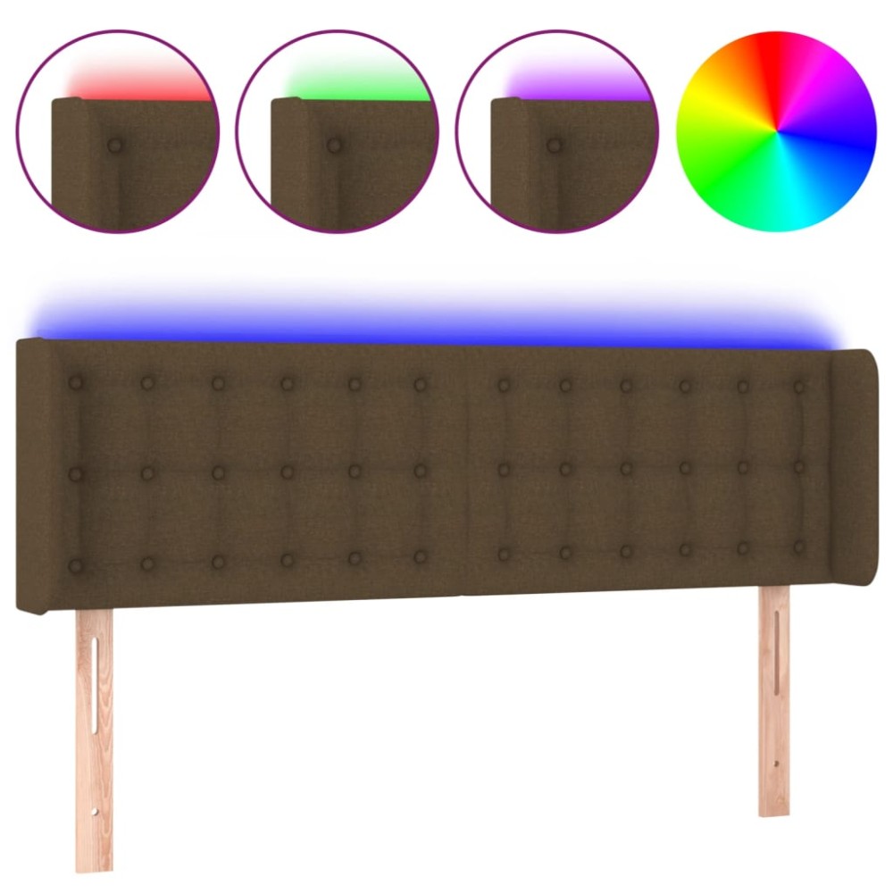 vidaXL Tăblie de pat cu LED, maro închis, 147x16x78/88 cm, textil