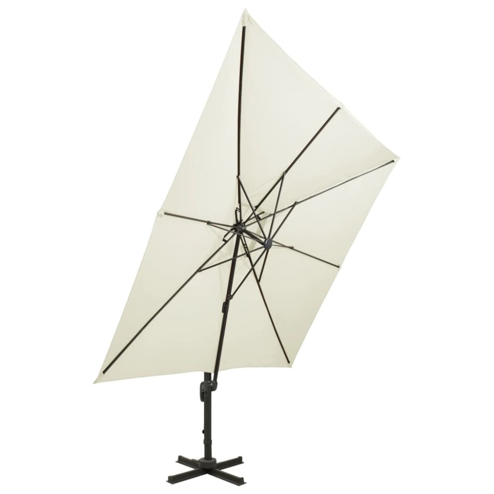 vidaXL Umbrelă în consolă cu înveliș dublu, nisipiu, 300x300 cm