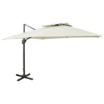 vidaXL Umbrelă în consolă cu înveliș dublu, nisipiu, 300x300 cm vidaXL Umbrelă în consolă cu înveliș dublu, nisipiu, 300x300 cm