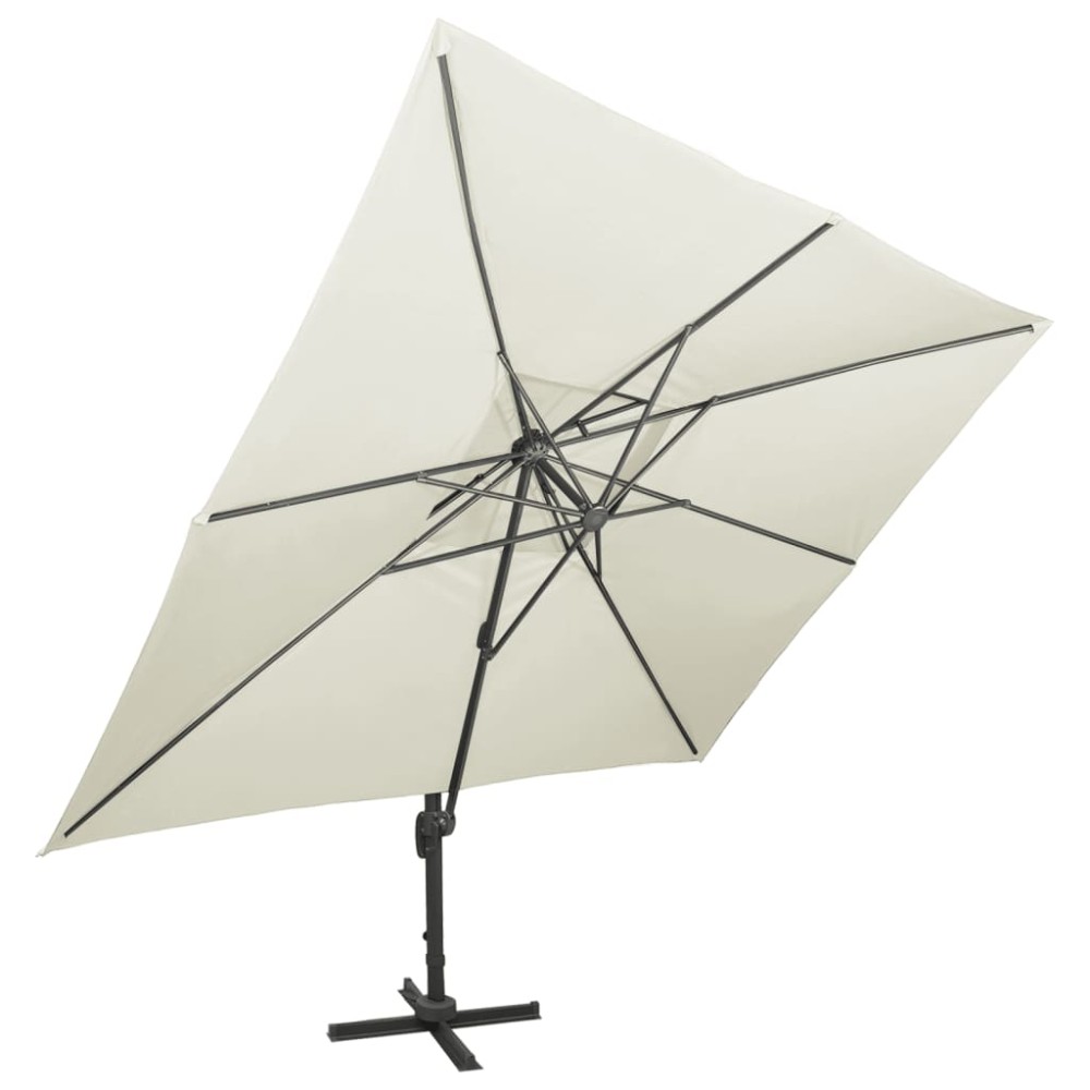 vidaXL Umbrelă în consolă cu înveliș dublu, nisipiu, 400x300 cm