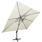 vidaXL Umbrelă în consolă cu înveliș dublu, nisipiu, 400x300 cm vidaXL Umbrelă în consolă cu înveliș dublu, nisipiu, 400x300 cm