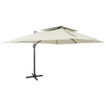 vidaXL Umbrelă în consolă cu înveliș dublu, nisipiu, 400x300 cm vidaXL Umbrelă în consolă cu înveliș dublu, nisipiu, 400x300 cm