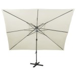 vidaXL Umbrelă în consolă cu înveliș dublu, nisipiu, 400x300 cm vidaXL Umbrelă în consolă cu înveliș dublu, nisipiu, 400x300 cm