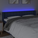 vidaXL Tăblie de pat cu LED, albastru, 183x16x78/88 cm, textil vidaXL Tăblie de pat cu LED, albastru, 183x16x78/88 cm, textil