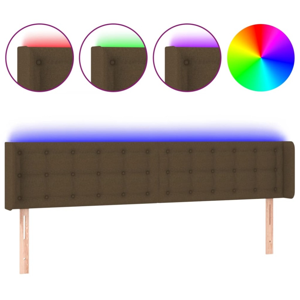 vidaXL Tăblie de pat cu LED, maro închis, 203x16x78/88 cm, textil