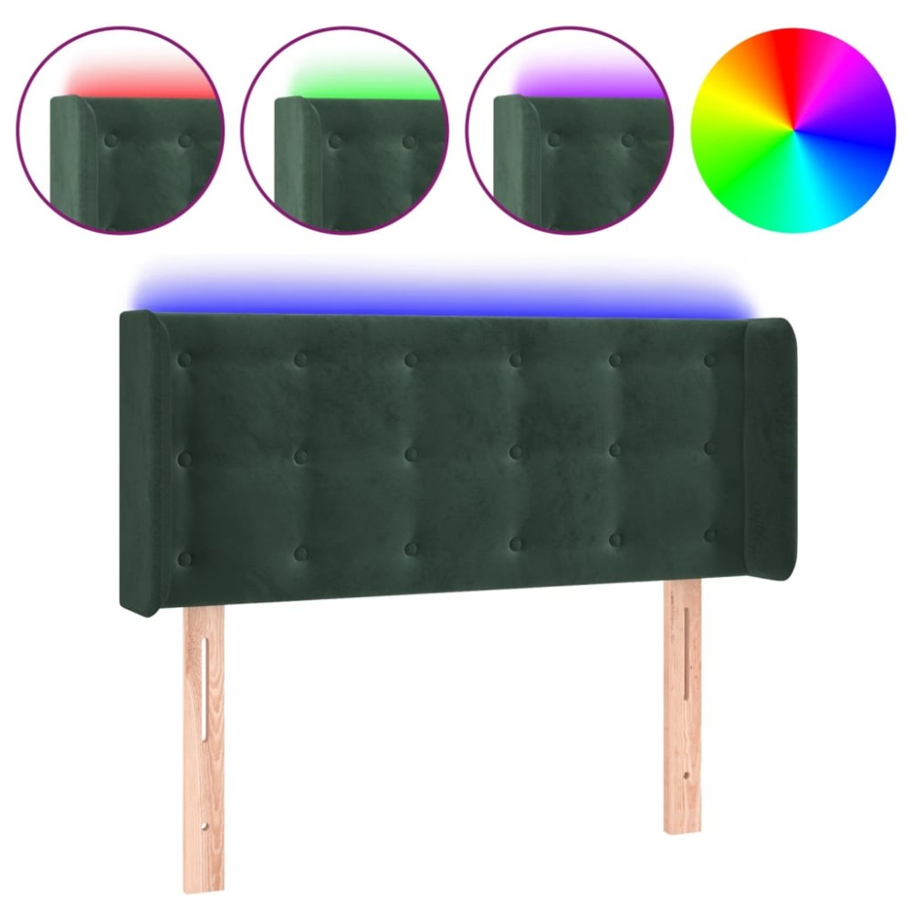 vidaXL Tăblie de pat cu LED, verde închis, 93x16x78/88 cm, catifea