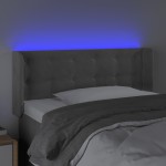 vidaXL Tăblie de pat cu LED, gri deschis, 103x16x78/88 cm, catifea