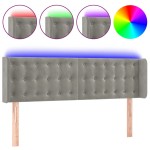 vidaXL Tăblie de pat cu LED, gri deschis, 147x16x78/88 cm, catifea