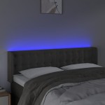 vidaXL Tăblie de pat cu LED, gri închis, 147x16x78/88 cm, catifea vidaXL Tăblie de pat cu LED, gri închis, 147x16x78/88 cm, catifea