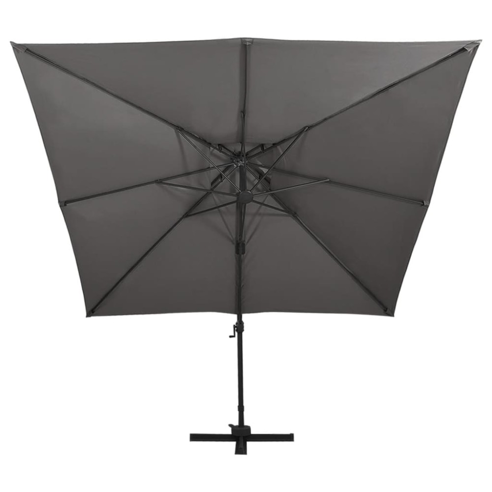 vidaXL Umbrelă în consolă cu înveliș dublu, antracit, 300x300 cm