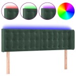 vidaXL Tăblie de pat cu LED, verde închis, 147x16x78/88 cm, catifea