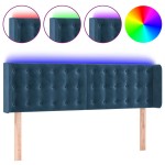 vidaXL Tăblie de pat cu LED, albastru închis, 147x16x78/88 cm, catifea