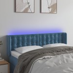 vidaXL Tăblie de pat cu LED, albastru închis, 147x16x78/88 cm, catifea