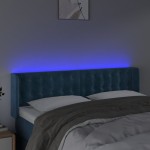 vidaXL Tăblie de pat cu LED, albastru închis, 147x16x78/88 cm, catifea