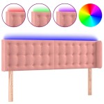 vidaXL Tăblie de pat cu LED, roz, 147x16x78/88 cm, catifea