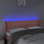 vidaXL Tăblie de pat cu LED, roz, 147x16x78/88 cm, catifea