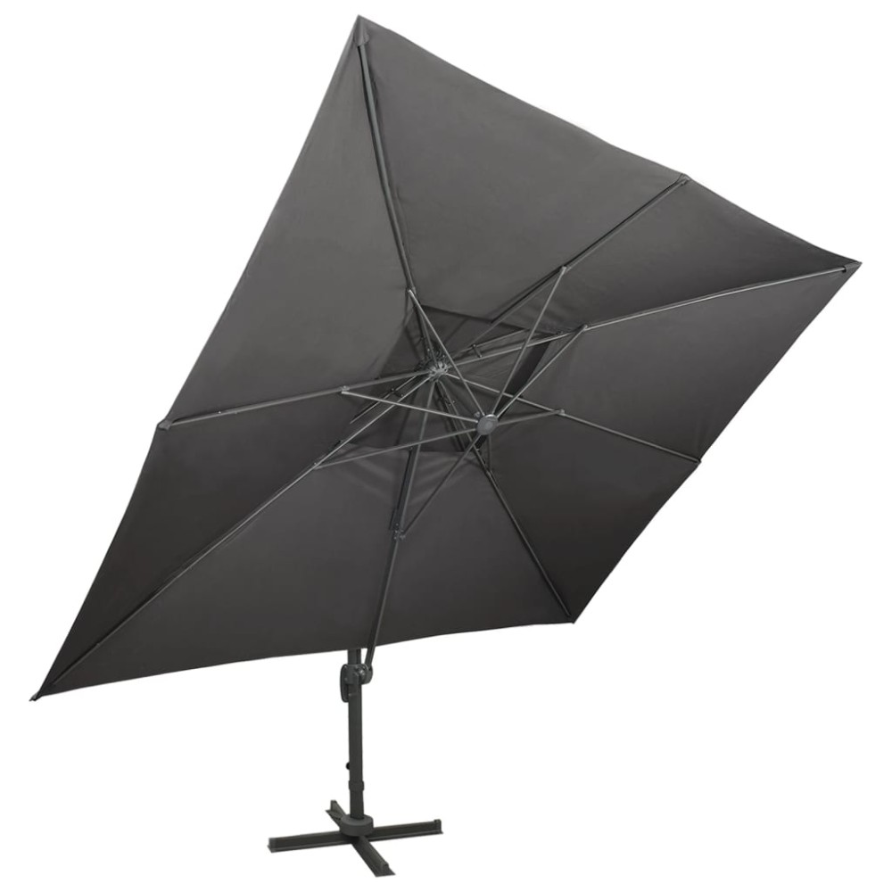 vidaXL Umbrelă în consolă cu înveliș dublu, antracit, 400x300 cm