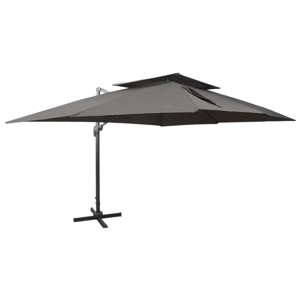 vidaXL Umbrelă în consolă cu înveliș dublu, antracit, 400x300 cm