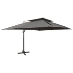vidaXL Umbrelă în consolă cu înveliș dublu, antracit, 400x300 cm vidaXL Umbrelă în consolă cu înveliș dublu, antracit, 400x300 cm