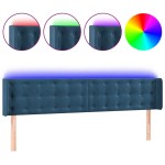 vidaXL Tăblie de pat cu LED, albastru închis, 183x16x78/88 cm, catifea
