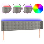 vidaXL Tăblie de pat cu LED, gri deschis, 203x16x78/88 cm, catifea vidaXL Tăblie de pat cu LED, gri deschis, 203x16x78/88 cm, catifea