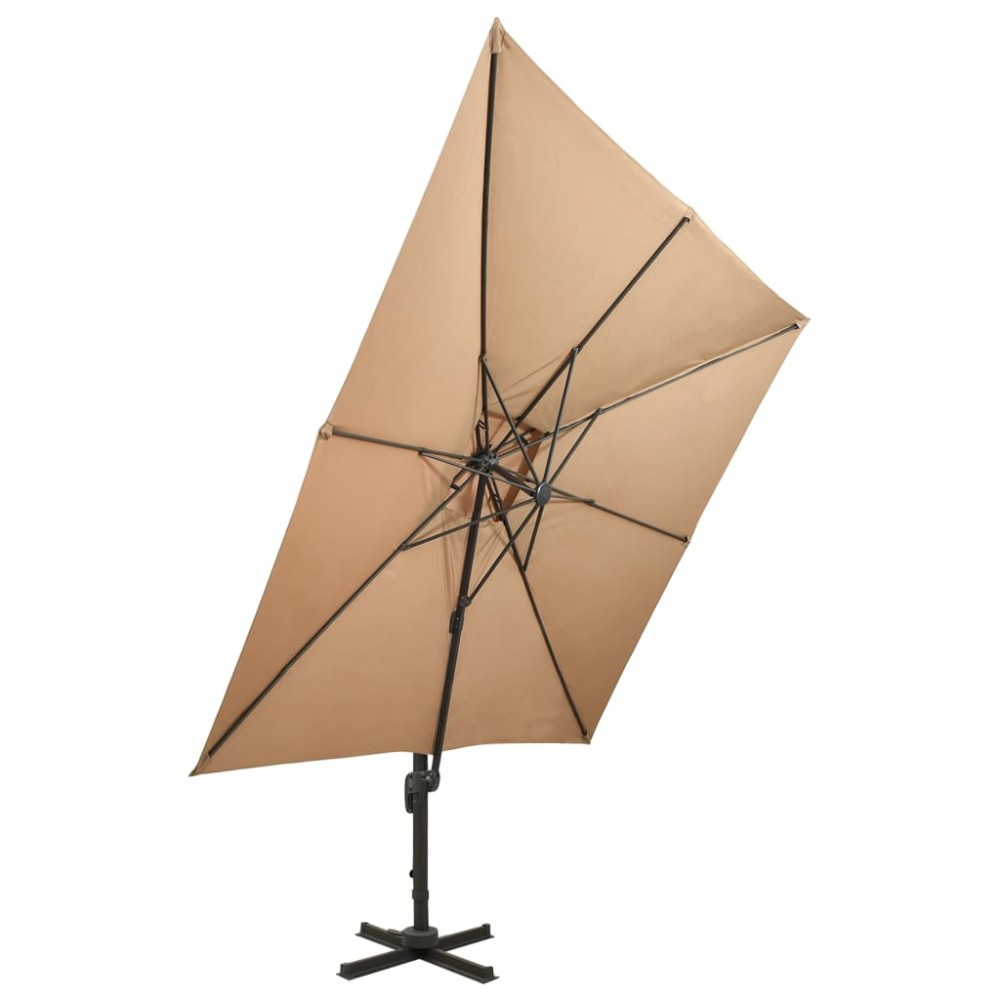 vidaXL Umbrelă în consolă cu înveliș dublu, taupe, 300x300 cm