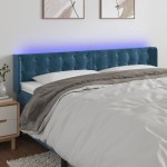 vidaXL Tăblie de pat cu LED, albastru închis, 203x16x78/88 cm, catifea