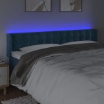 vidaXL Tăblie de pat cu LED, albastru închis, 203x16x78/88 cm, catifea