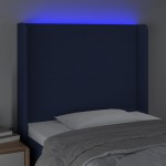 vidaXL Tăblie de pat cu LED, albastru, 83x16x118/128 cm, textil