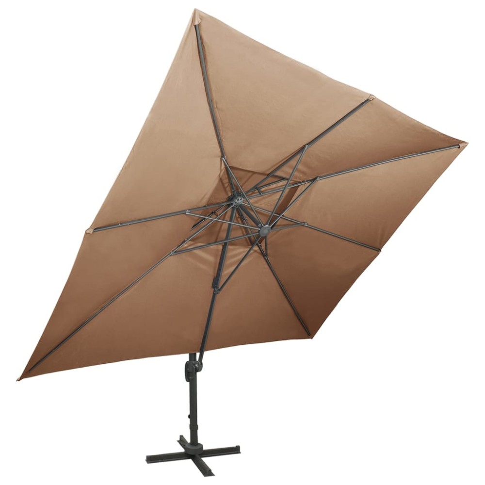 vidaXL Umbrelă în consolă cu înveliș dublu, taupe, 400x300 cm