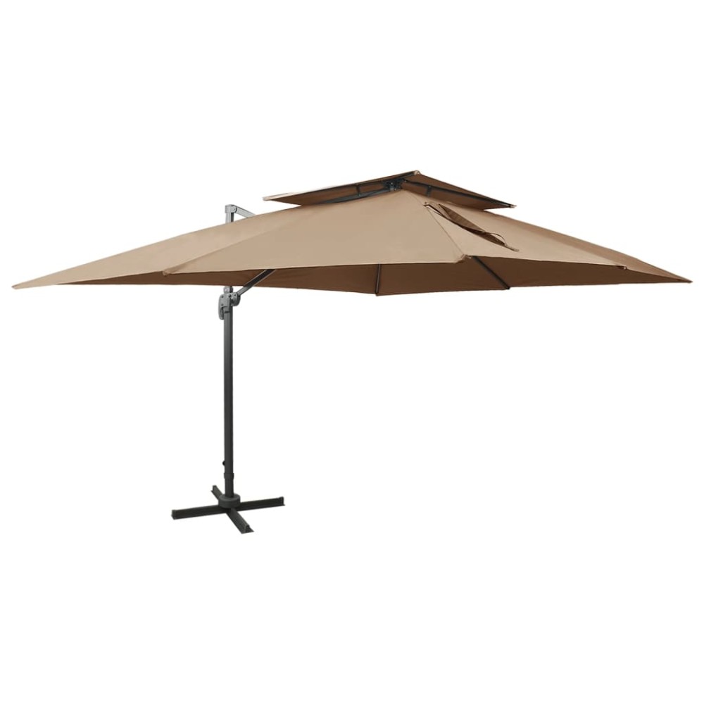 vidaXL Umbrelă în consolă cu înveliș dublu, taupe, 400x300 cm