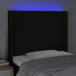 vidaXL Tăblie de pat cu LED, negru, 93x16x118/128 cm, textil vidaXL Tăblie de pat cu LED, negru, 93x16x118/128 cm, textil