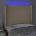 vidaXL Tăblie de pat cu LED, crem, 93x16x118/128 cm, textil