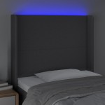 vidaXL Tăblie de pat cu LED, gri închis, 103x16x118/128 cm, textil vidaXL Tăblie de pat cu LED, gri închis, 103x16x118/128 cm, textil