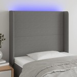 vidaXL Tăblie de pat cu LED, negru, 103x16x118/128 cm, textil vidaXL Tăblie de pat cu LED, negru, 103x16x118/128 cm, textil