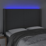 vidaXL Tăblie de pat cu LED, gri închis, 147x16x118/128 cm, textil vidaXL Tăblie de pat cu LED, gri închis, 147x16x118/128 cm, textil