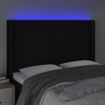 vidaXL Tăblie de pat cu LED, negru, 147x16x118/128 cm, textil vidaXL Tăblie de pat cu LED, negru, 147x16x118/128 cm, textil